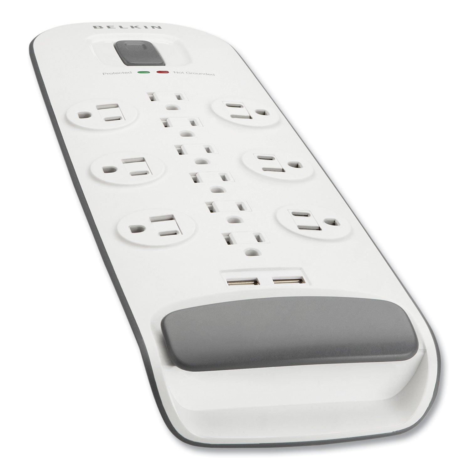 Home/Office Surge Protector, 12 AC Outlets, 6 ft Cord, 3,996 J, White/Black - 