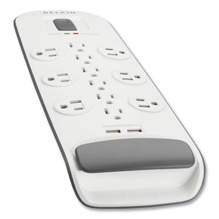 Home/Office Surge Protector, 12 AC Outlets, 6 ft Cord, 3,996 J, White/Black - 