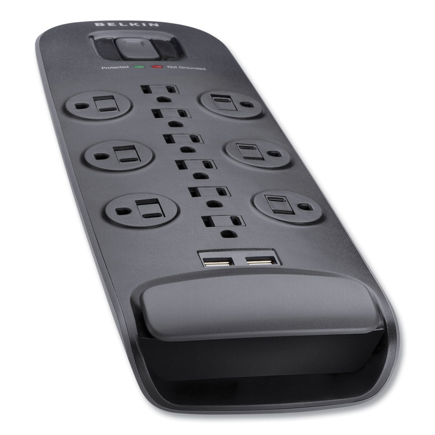 Home/Office Surge Protector, 12 AC Outlets, 6 ft Cord, 3,996 J, White/Black - 