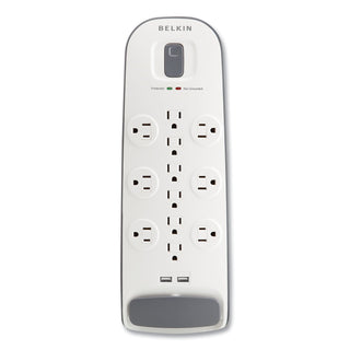 Home/Office Surge Protector, 12 AC Outlets, 6 ft Cord, 3,996 J, White/Black - 