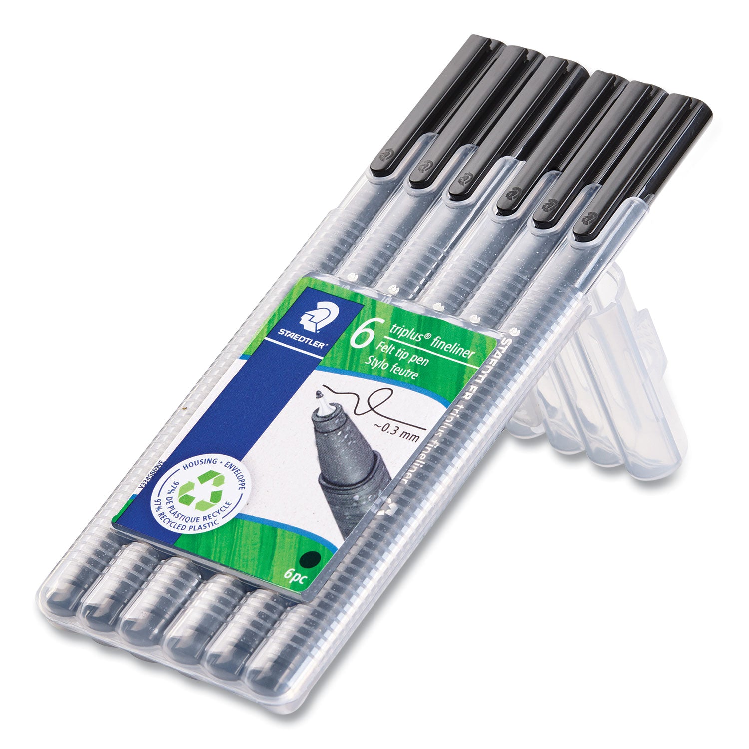 triplus-fineliner-marker-pen-stick-fine-03-mm-black-ink-clear-barrel-6-pack_std3349sb6ra610 - 3