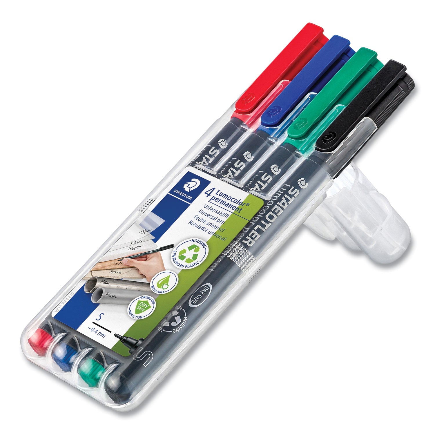 lumocolor-permanent-marker-pen-porous-point-extra-fine-04-mm-assorted-ink-colors-barrel-4-pack_std313wp4 - 3