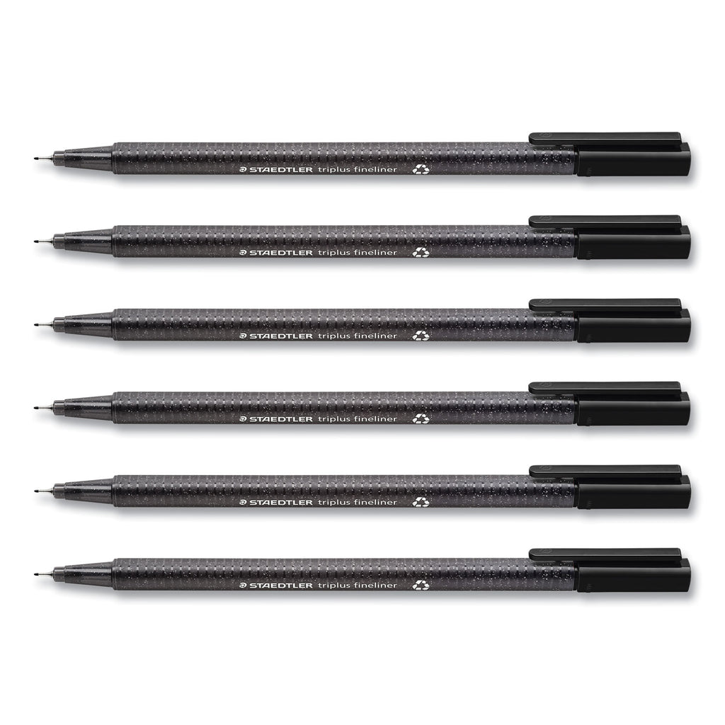 triplus-fineliner-marker-pen-stick-fine-03-mm-black-ink-clear-barrel-6-pack_std3349sb6ra610 - 2