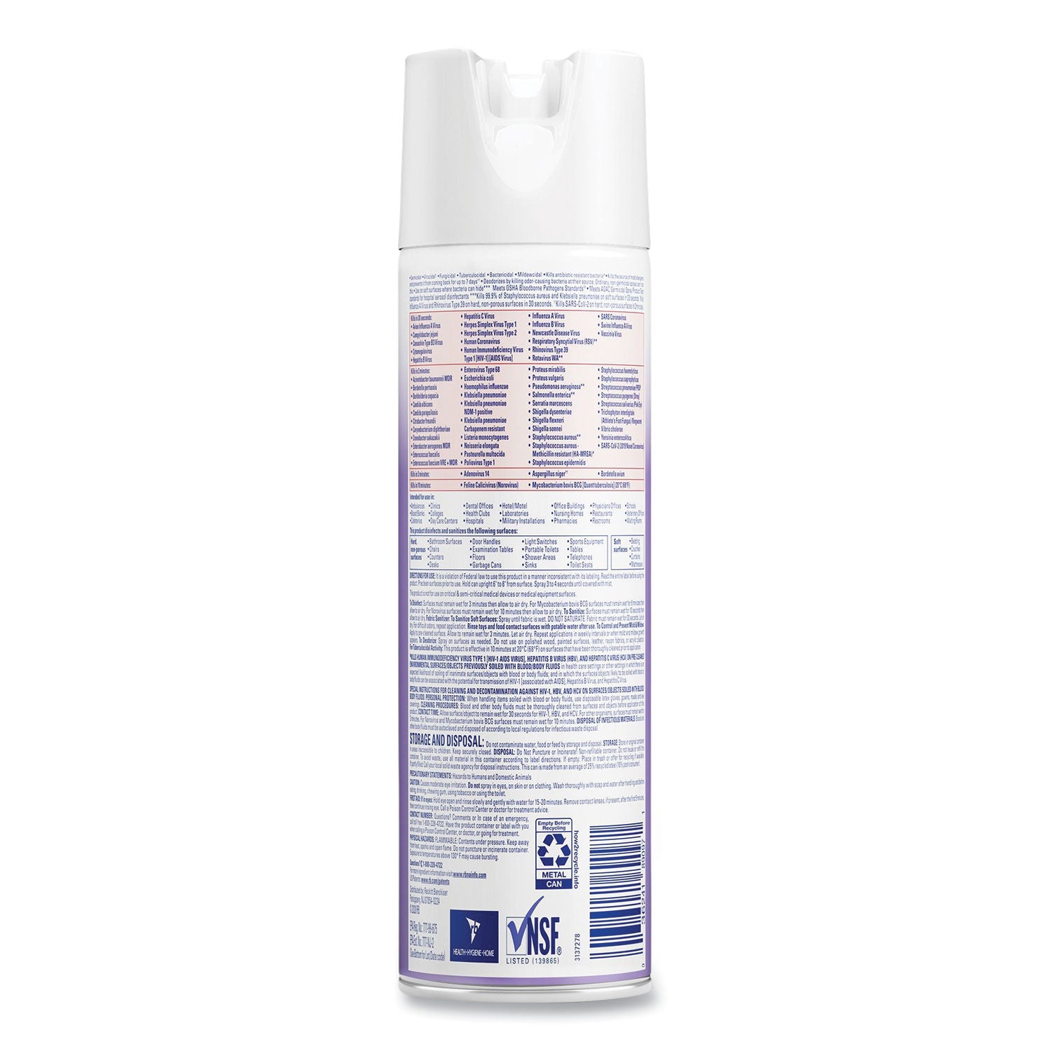 Disinfectant Spray, Lavender, 19 oz Aerosol Spray, 12/Carton - 
