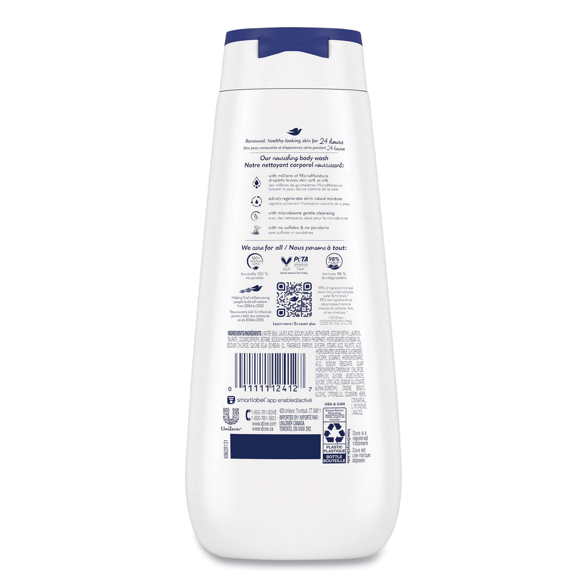 Dove Body Wash Deep Moisture, 11 oz Bottle, 6/Carton