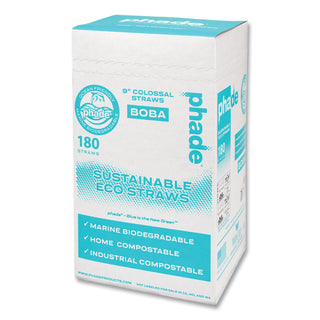 Marine Biodegradable Straws, Boba Straws, 9", Ocean Blue, 720/Carton