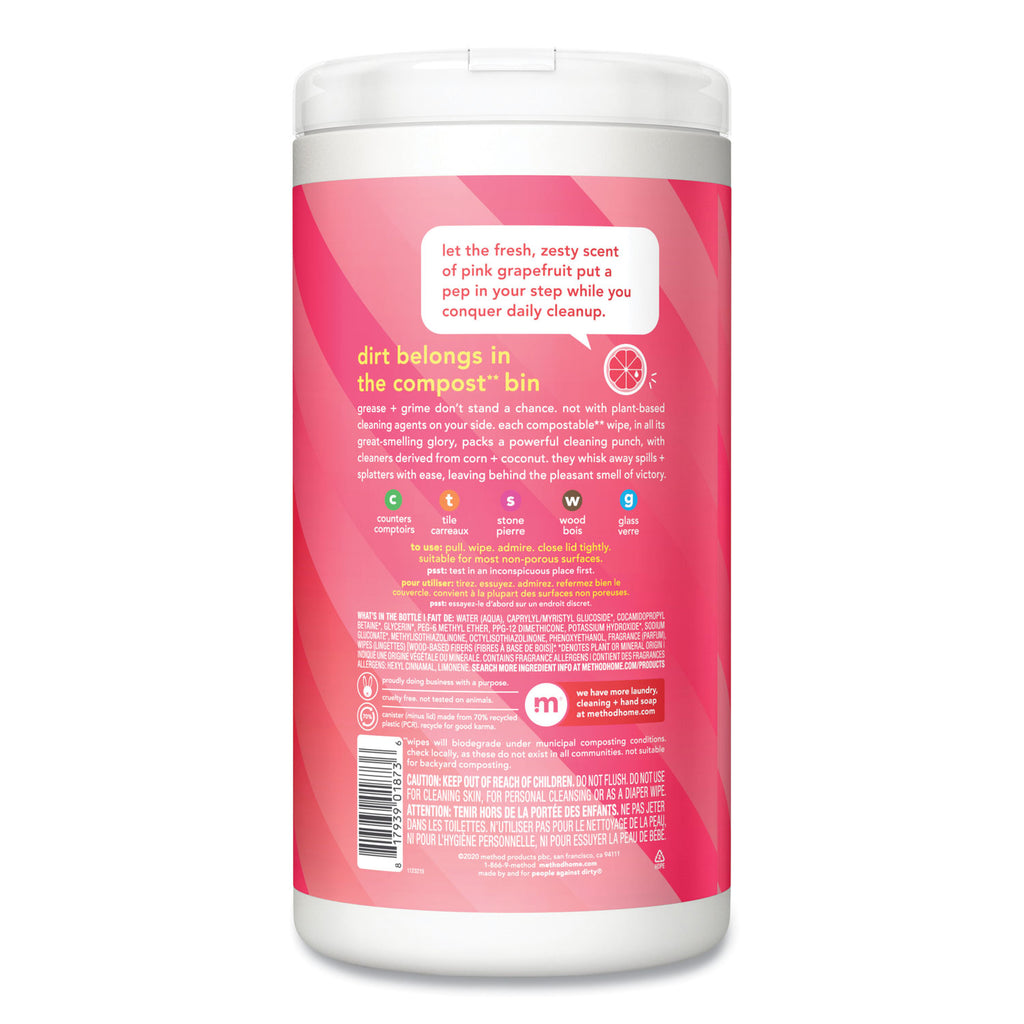 all-purpose-cleaning-wipes-1-ply-pink-grapefruit-white-70-canister-6-carton_mth338527 - 2