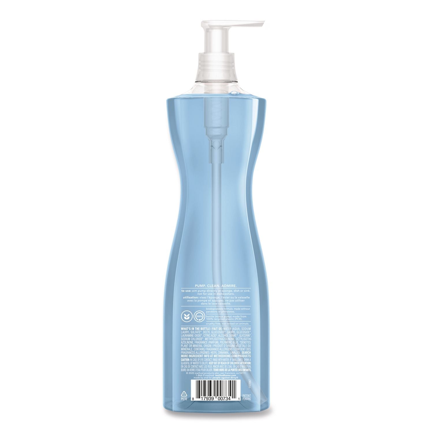 Dish Soap Pump, Hour-Glass Bottle Shape, Sea Minerals Scent, 18 oz Pump Bottle, 6/Carton