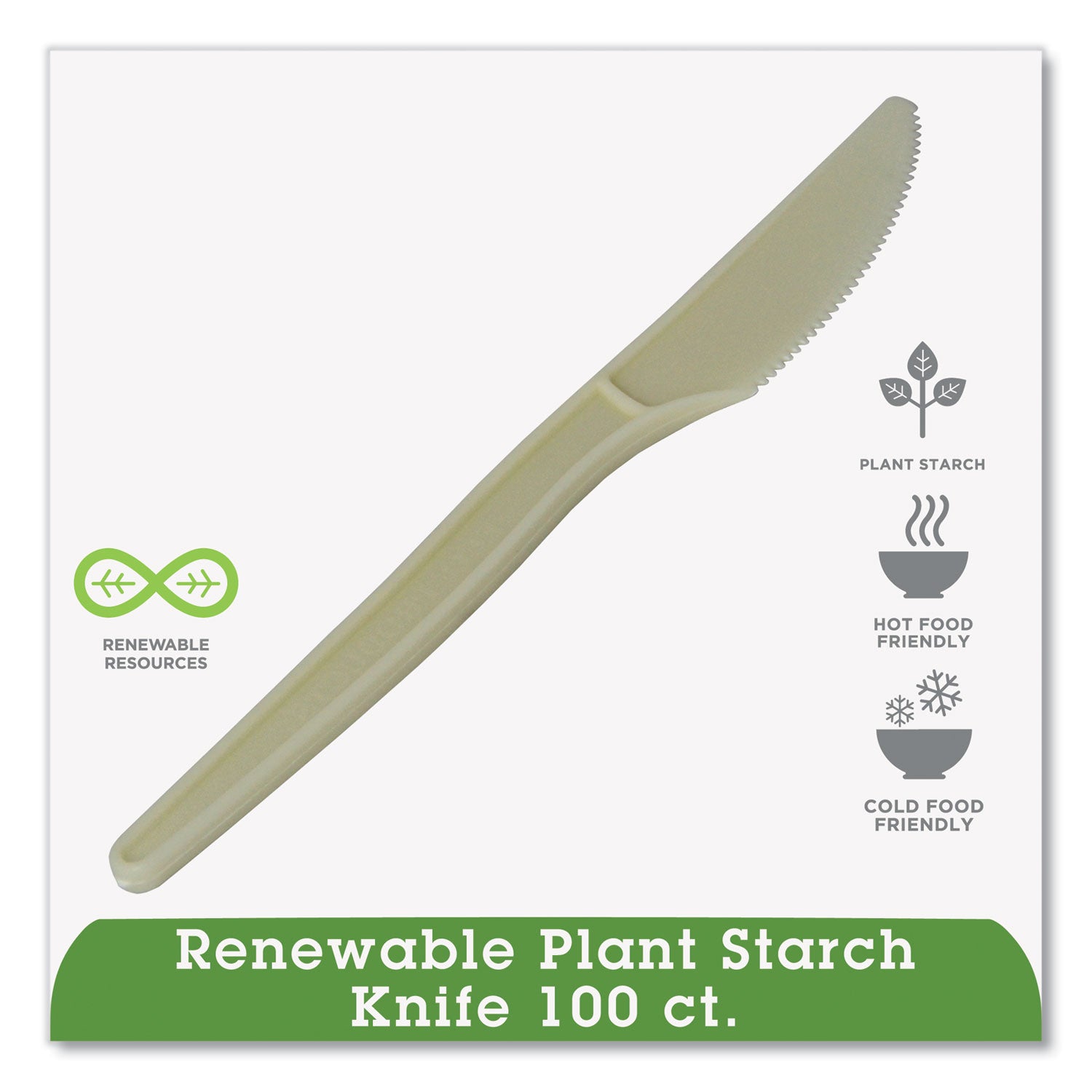 Eco-Products - Plant Starch Knife, Cream, 50/Pack, Sold as 1 PK - 3