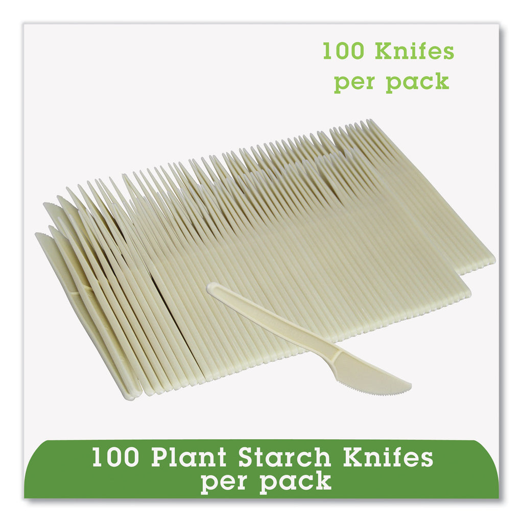 EcoSense Renewable Plant Starch Cutlery, Knife, 7", 50/Pack