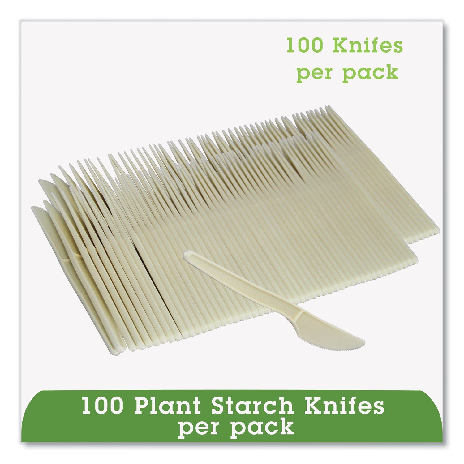 EcoSense Renewable Plant Starch Cutlery, Knife, 7", 50/Pack