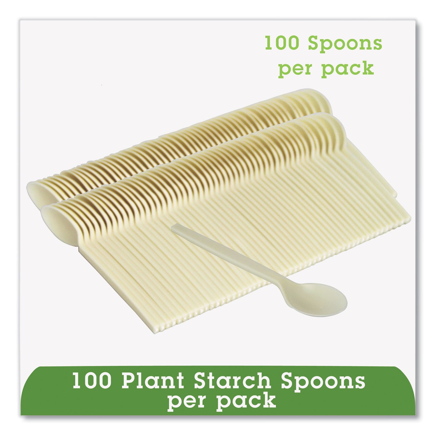 EcoSense Renewable Plant Starch Cutlery, Spoon, 7", 50/Pack