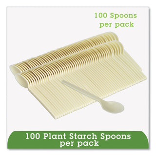 EcoSense Renewable Plant Starch Cutlery, Spoon, 7", 50/Pack