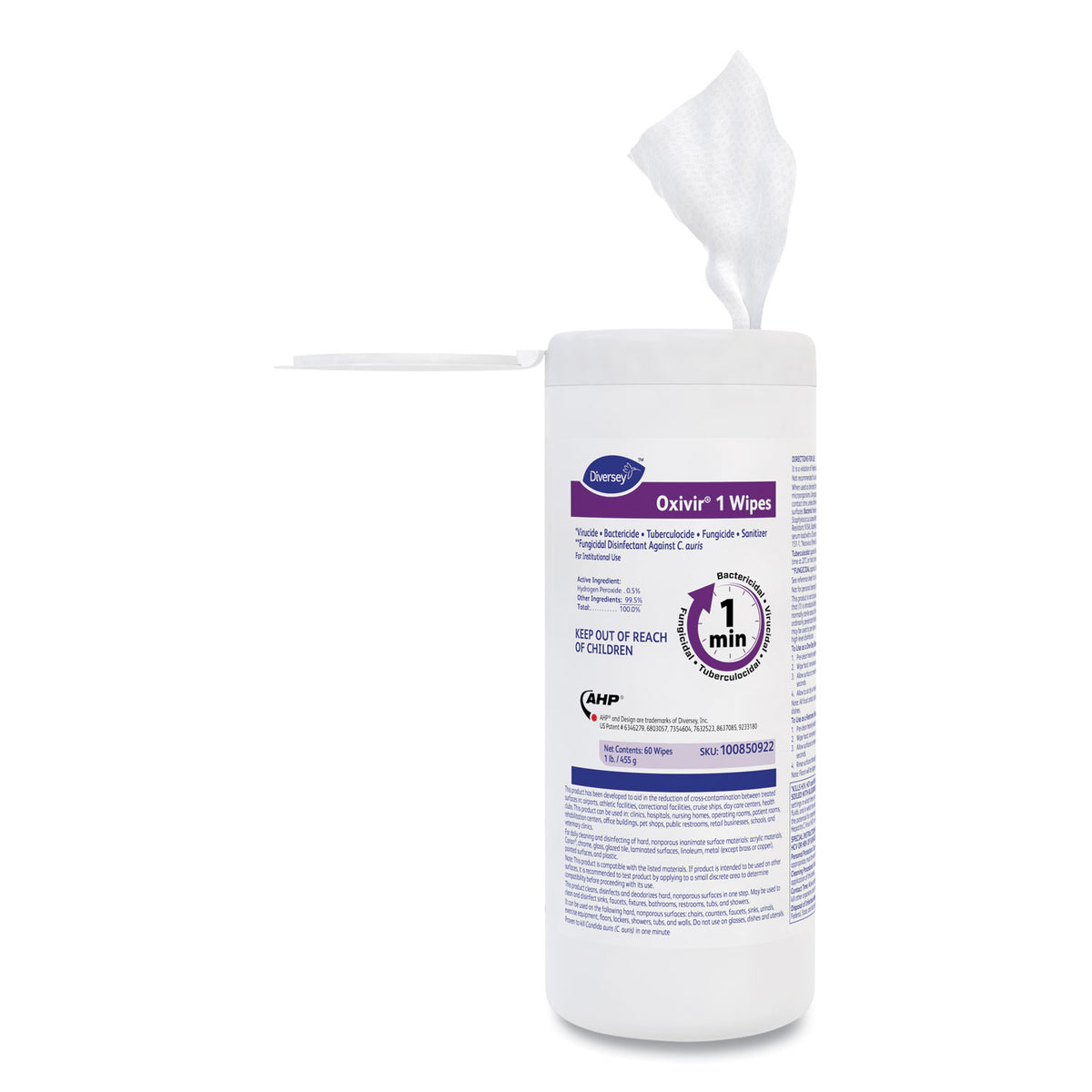 Oxivir 1 Wipes, 1-Ply, 7 x 8, 60/Canister, 12 Canisters/Carton