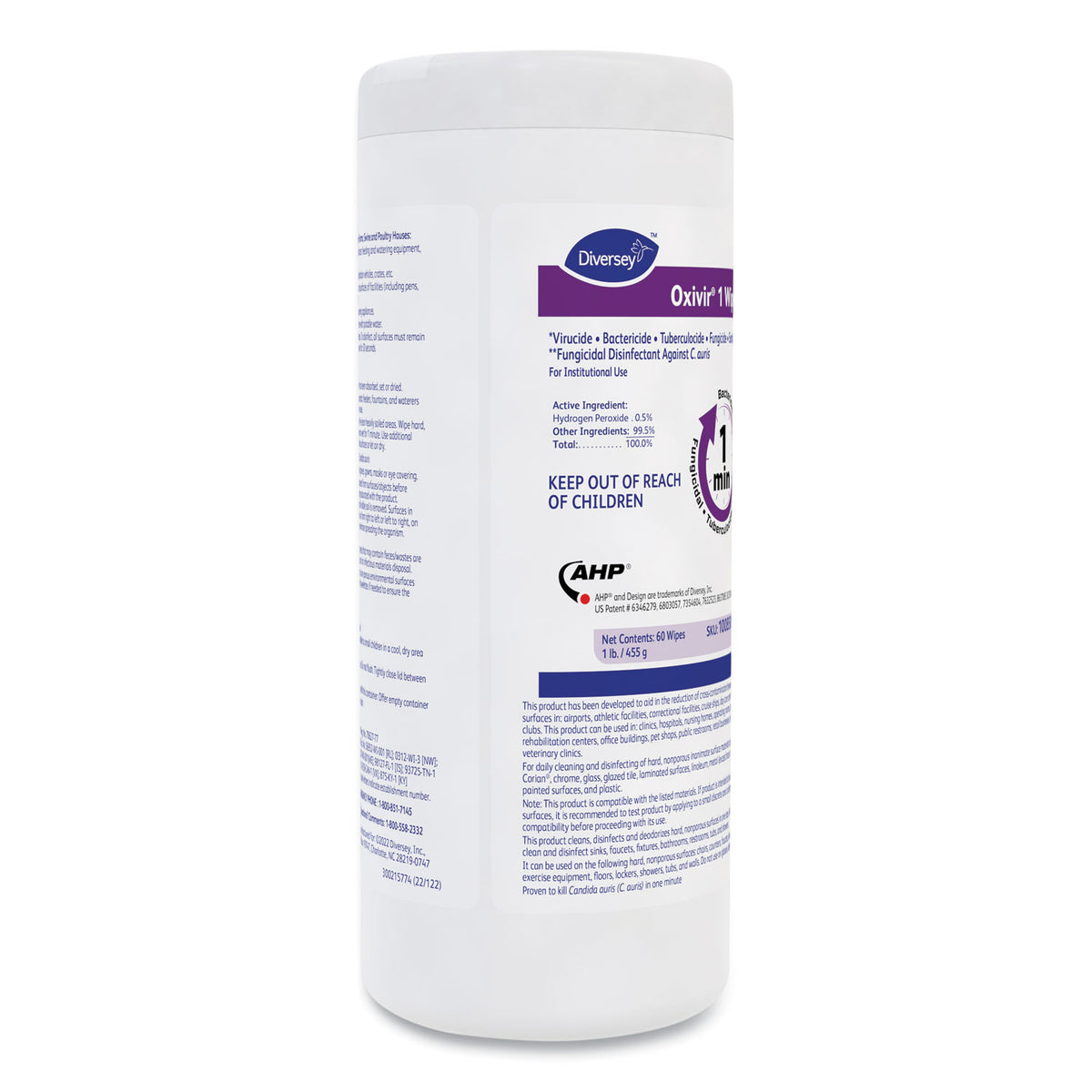 Oxivir 1 Wipes, 1-Ply, 7 x 8, 60/Canister, 12 Canisters/Carton