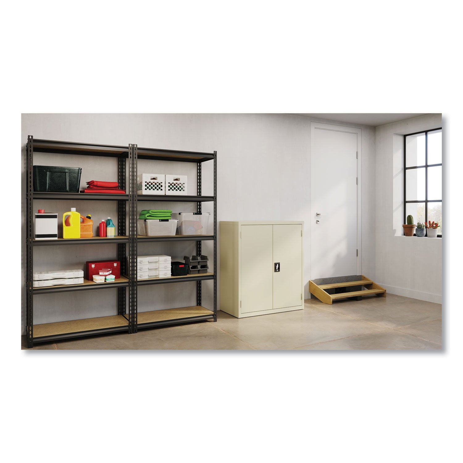 Fully Assembled Storage Cabinets, 3 Shelves, 36" x 18" x 42", Putty