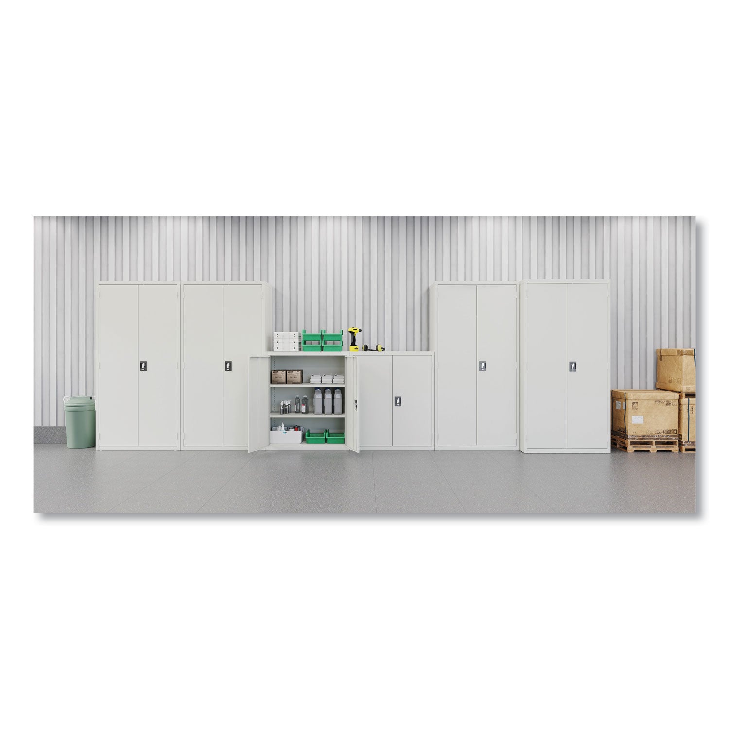 Fully Assembled Storage Cabinets, 3 Shelves, 36" x 18" x 42", Light Gray