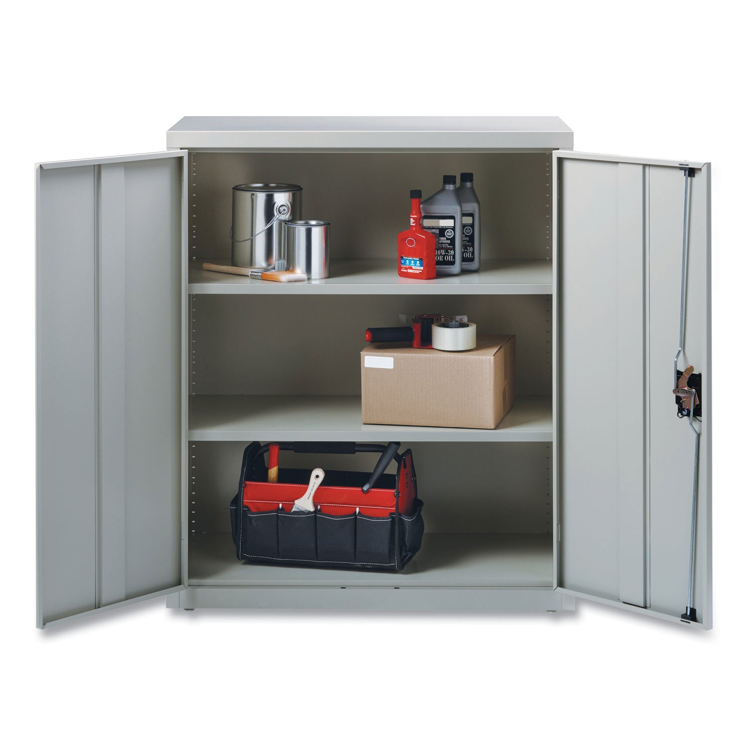 Fully Assembled Storage Cabinets, 3 Shelves, 36" x 18" x 42", Light Gray