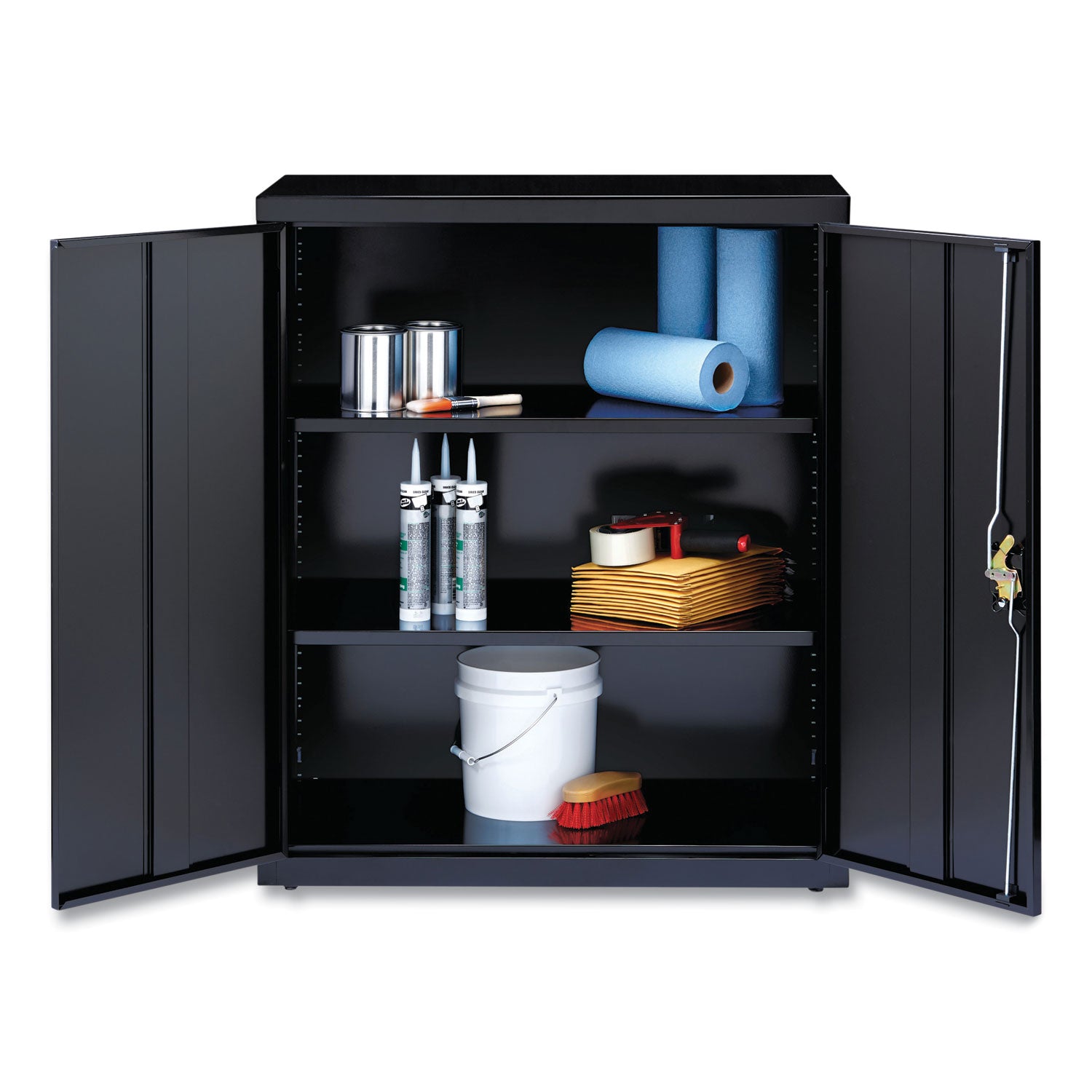 Fully Assembled Storage Cabinets, 3 Shelves, 36" x 18" x 42", Black