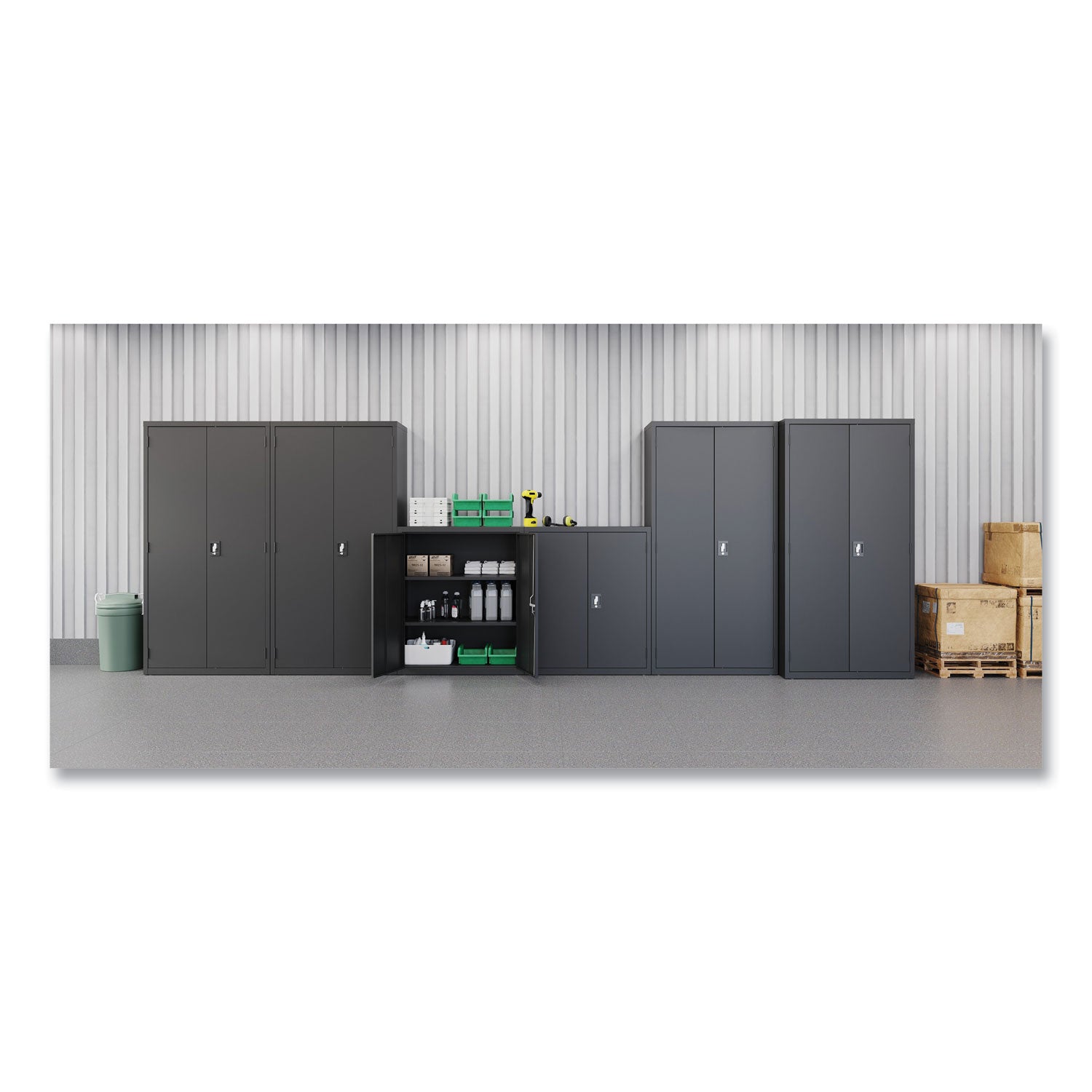 Fully Assembled Storage Cabinets, 3 Shelves, 36" x 18" x 42", Black