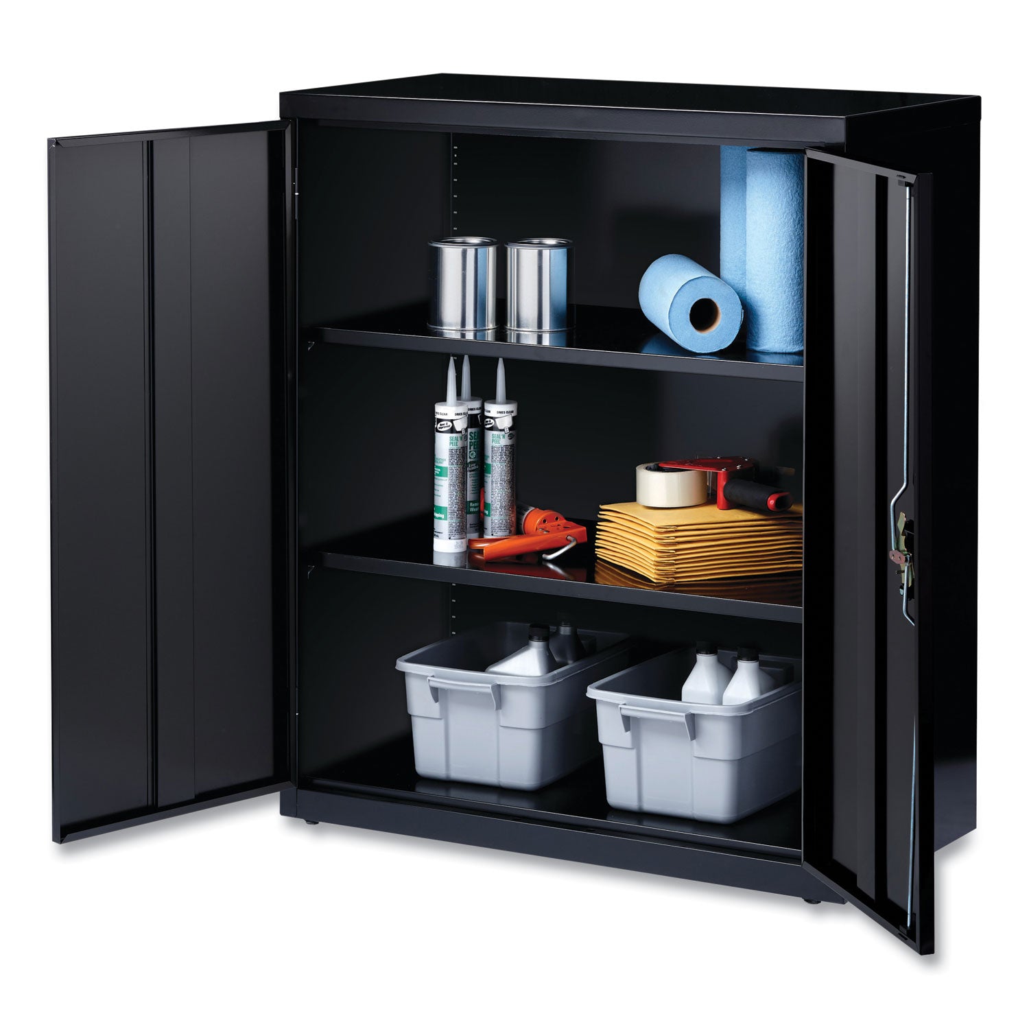 Fully Assembled Storage Cabinets, 3 Shelves, 36" x 18" x 42", Black