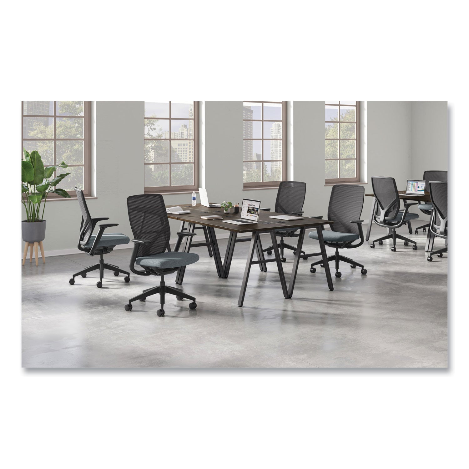 Flexion Mesh Back Task Chair, Supports Up to 300 lb, 14.81" to 19.7" Seat Height, Black/Basalt