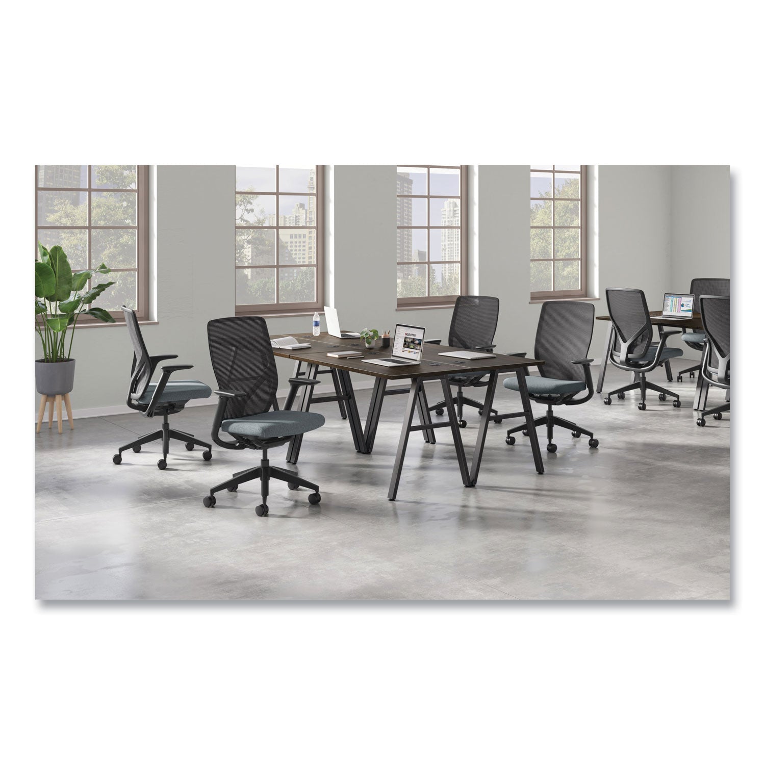 Flexion Mesh Back Task Chair, Supports Up to 300 lb, 14.81" to 19.7" Seat Height, Black/Basalt - 7