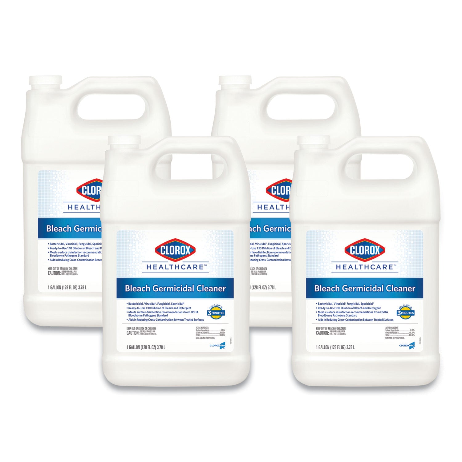 Bleach Germicidal Cleaner, 128 oz Refill Bottle, 4/Carton - 