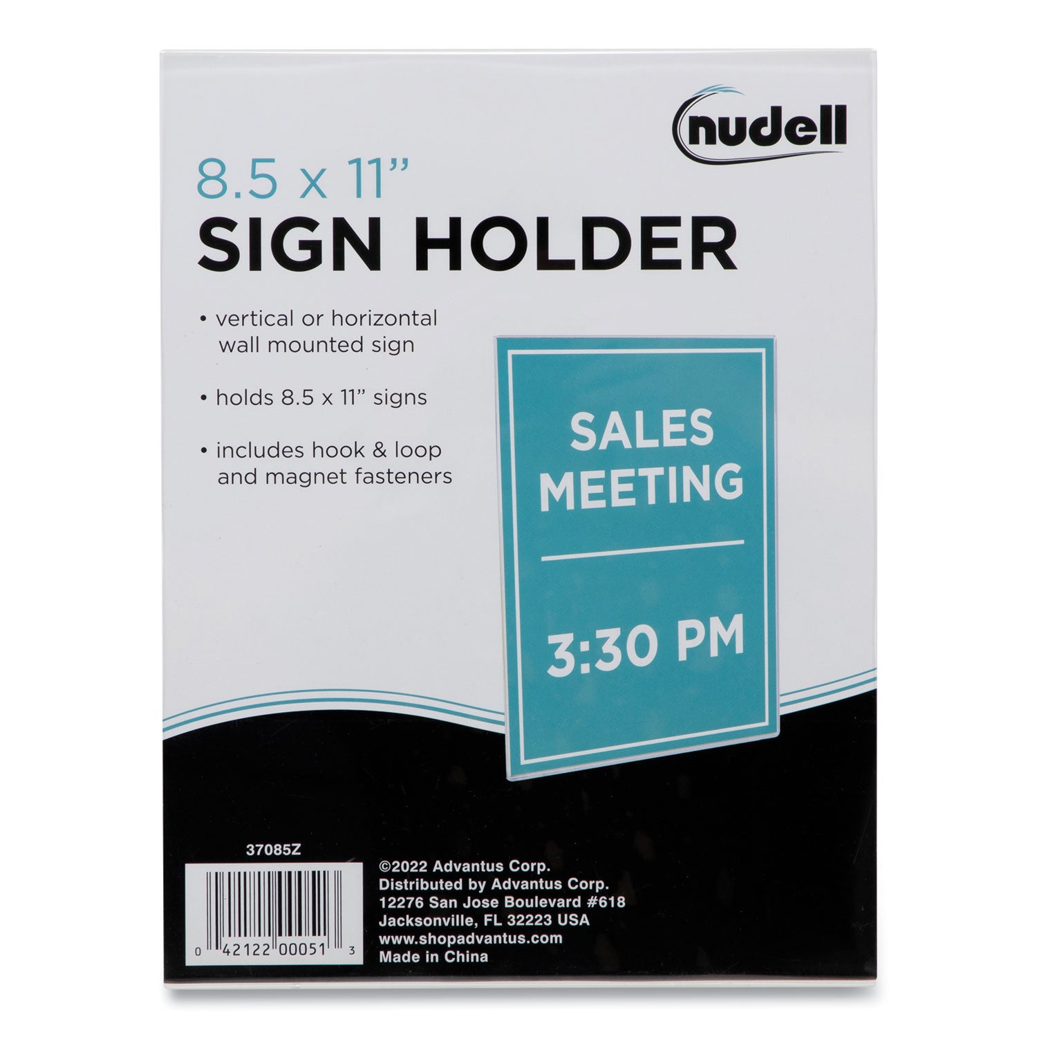 Clear Plastic All-Purpose Mountable Sign Holder, Magnetic/Hook-Loop, Horizontal/Vertical Orientation, 8.5 x 11 Insert - 