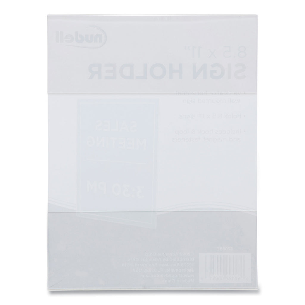 Clear Plastic All-Purpose Mountable Sign Holder, Magnetic/Hook-Loop, Horizontal/Vertical Orientation, 8.5 x 11 Insert - 