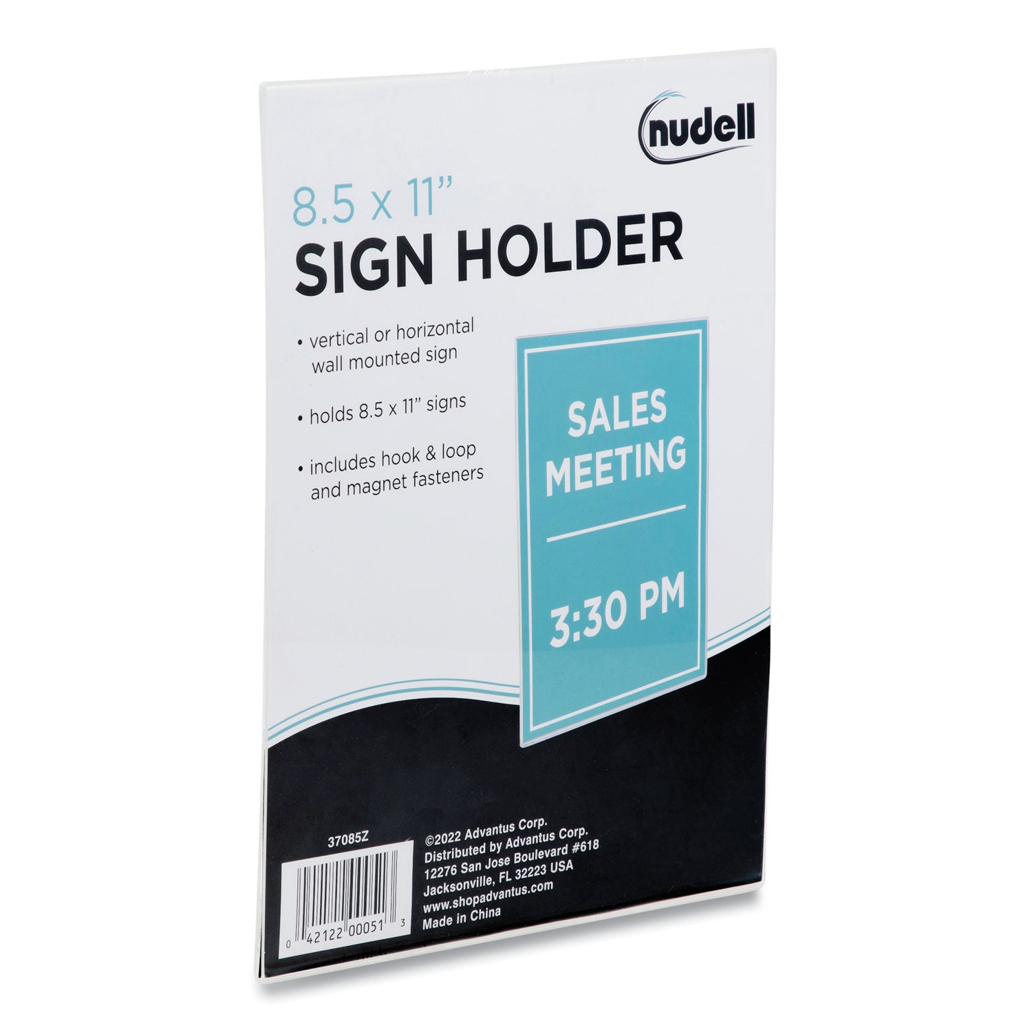 Clear Plastic All-Purpose Mountable Sign Holder, Magnetic/Hook-Loop, Horizontal/Vertical Orientation, 8.5 x 11 Insert - 