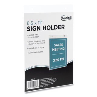 Clear Plastic Vertical-Orientation Wall Sign Holder with Mounting Screws, Quick-Change Insert System, 8.5 x 11 Insert - 