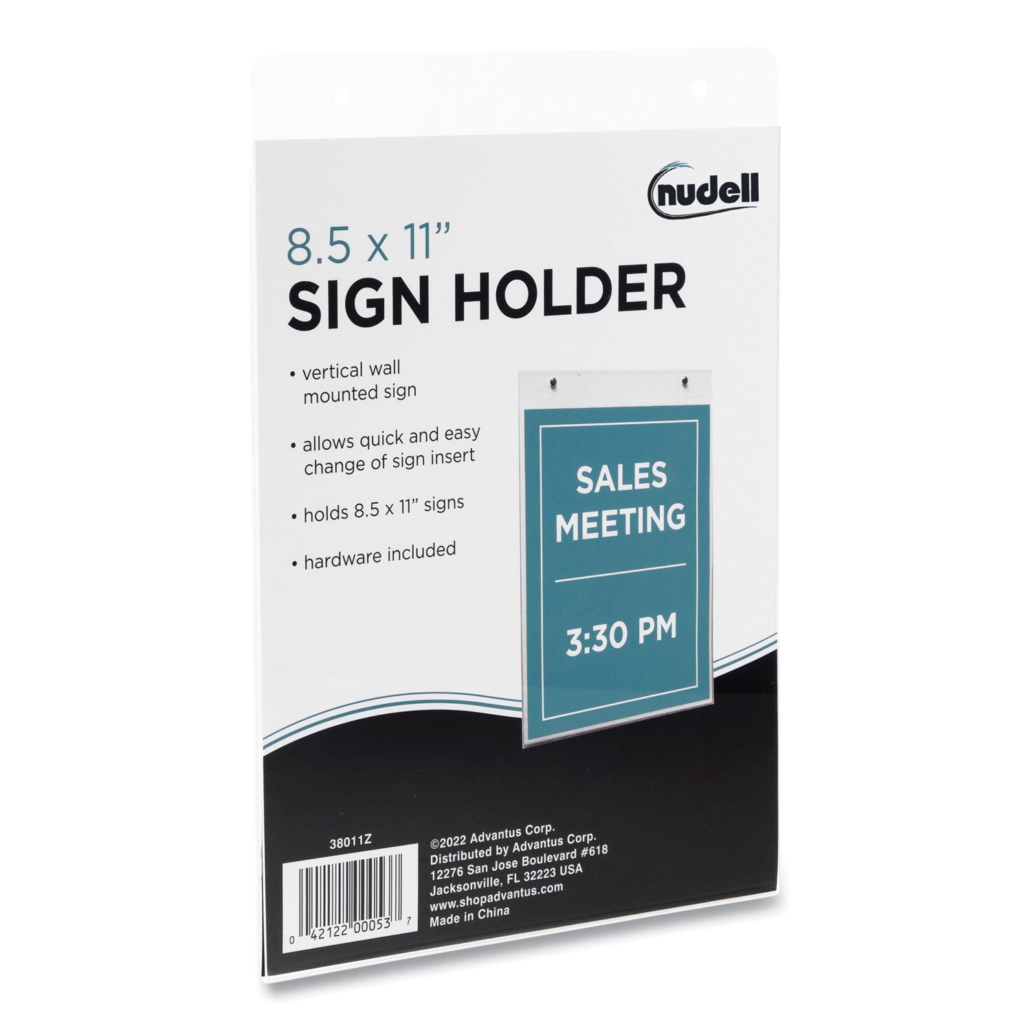 Clear Plastic Vertical-Orientation Wall Sign Holder with Mounting Screws, Quick-Change Insert System, 8.5 x 11 Insert - 
