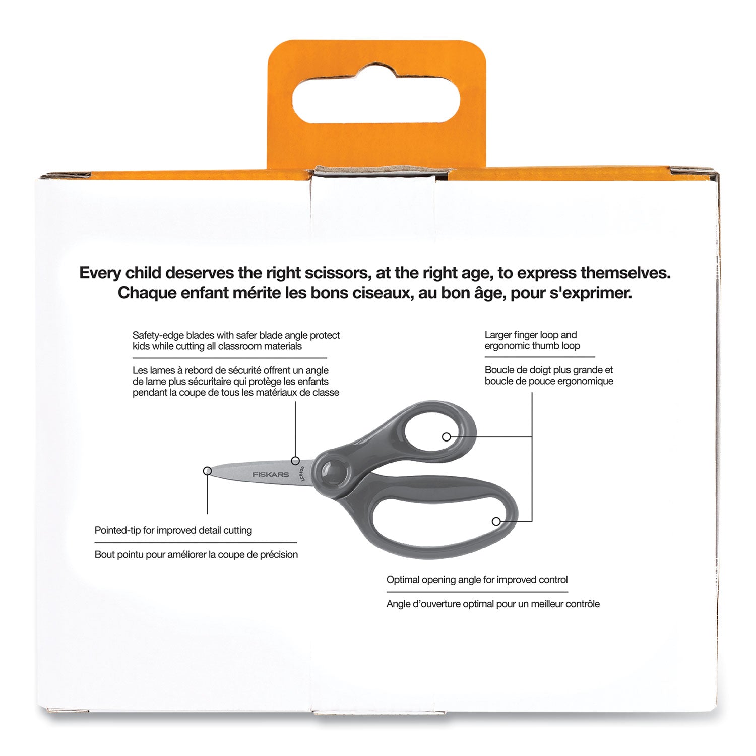 Kids Scissors, Pointed Tip, 5" Long, 1.75" Cut Length, Straight Handles, Assorted Colors, 12/Pack