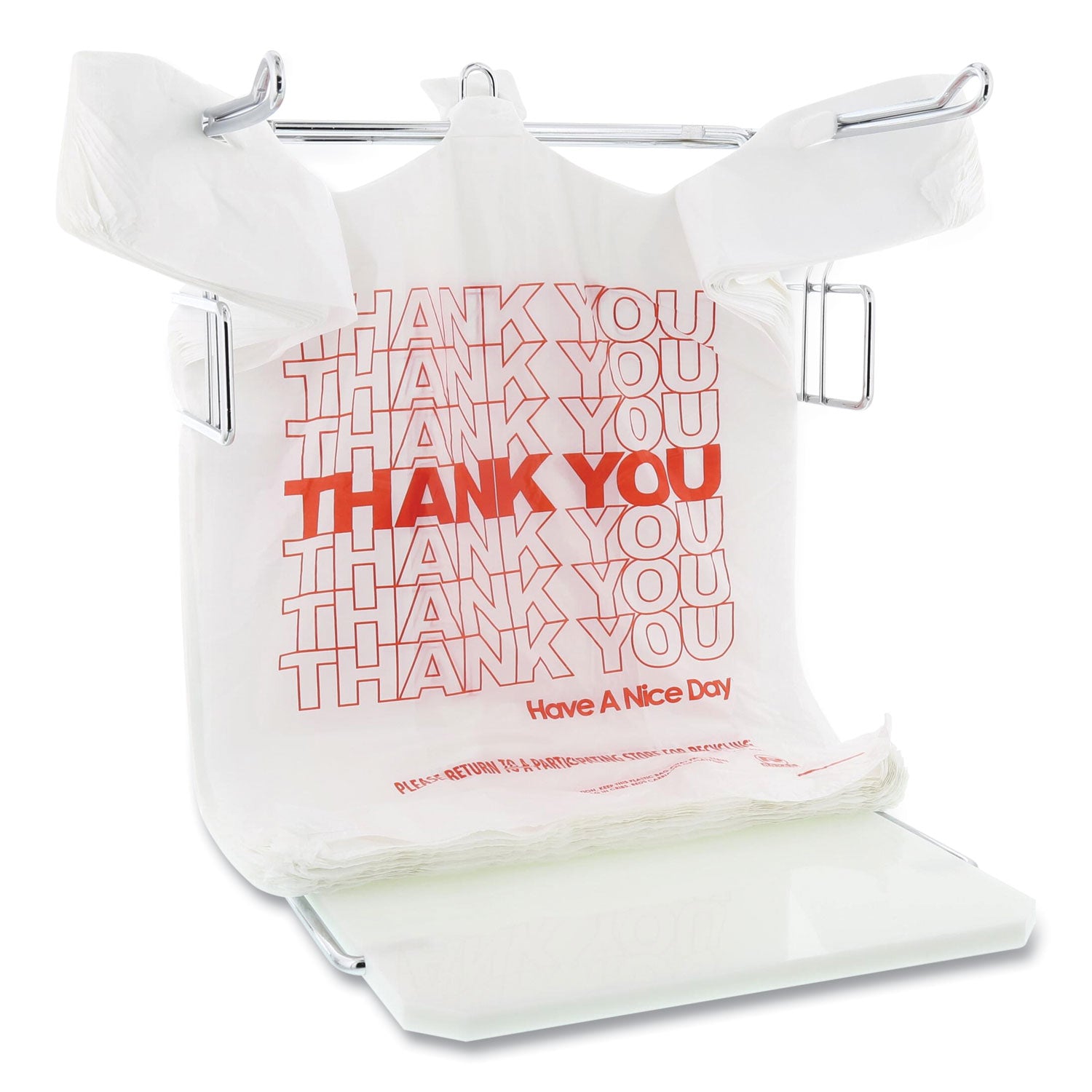 Thank You Bags, 13" x 23" x 23", Red/White, 1,000/Carton