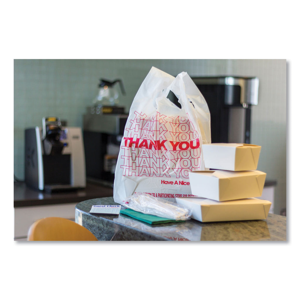 Thank You Bags, 13" x 23" x 23", Red/White, 1,000/Carton