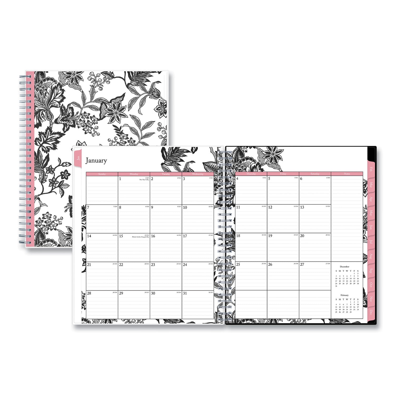 analeis-monthly-planner-analeis-floral-artwork-10-x-8-white-black-coral-cover-12-month-jan-to-dec-2024_bls100004 - 1