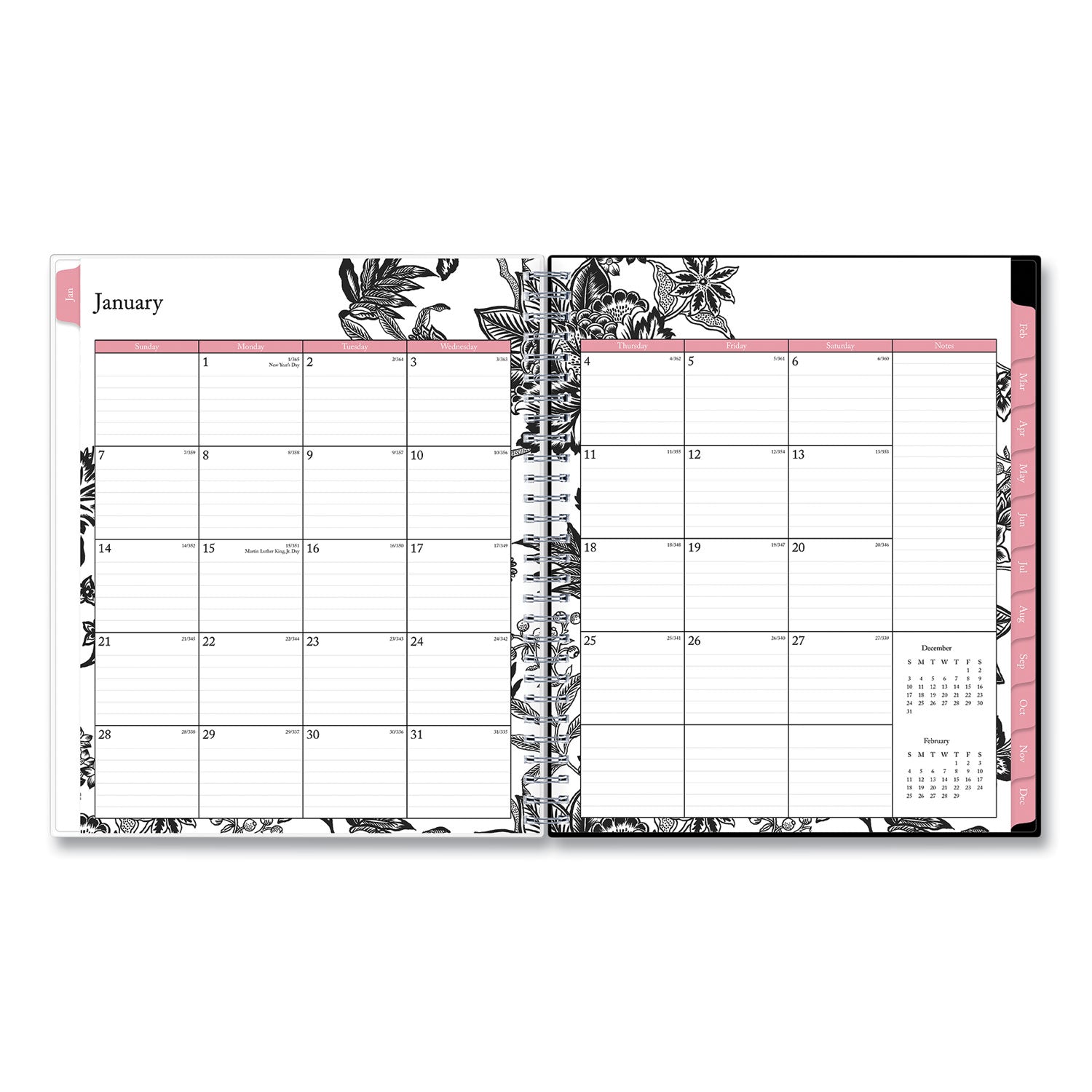 analeis-monthly-planner-analeis-floral-artwork-10-x-8-white-black-coral-cover-12-month-jan-to-dec-2024_bls100004 - 2