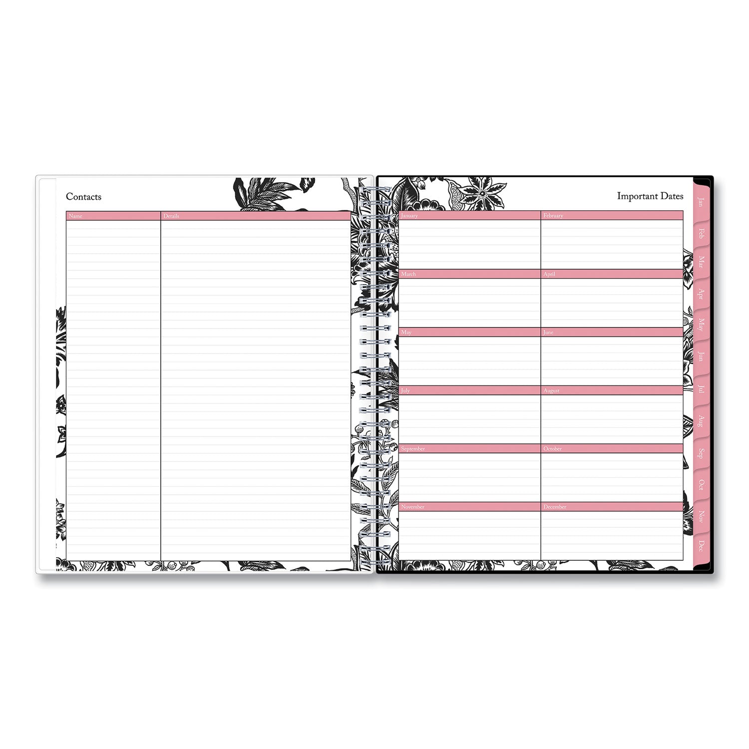 analeis-monthly-planner-analeis-floral-artwork-10-x-8-white-black-coral-cover-12-month-jan-to-dec-2024_bls100004 - 5