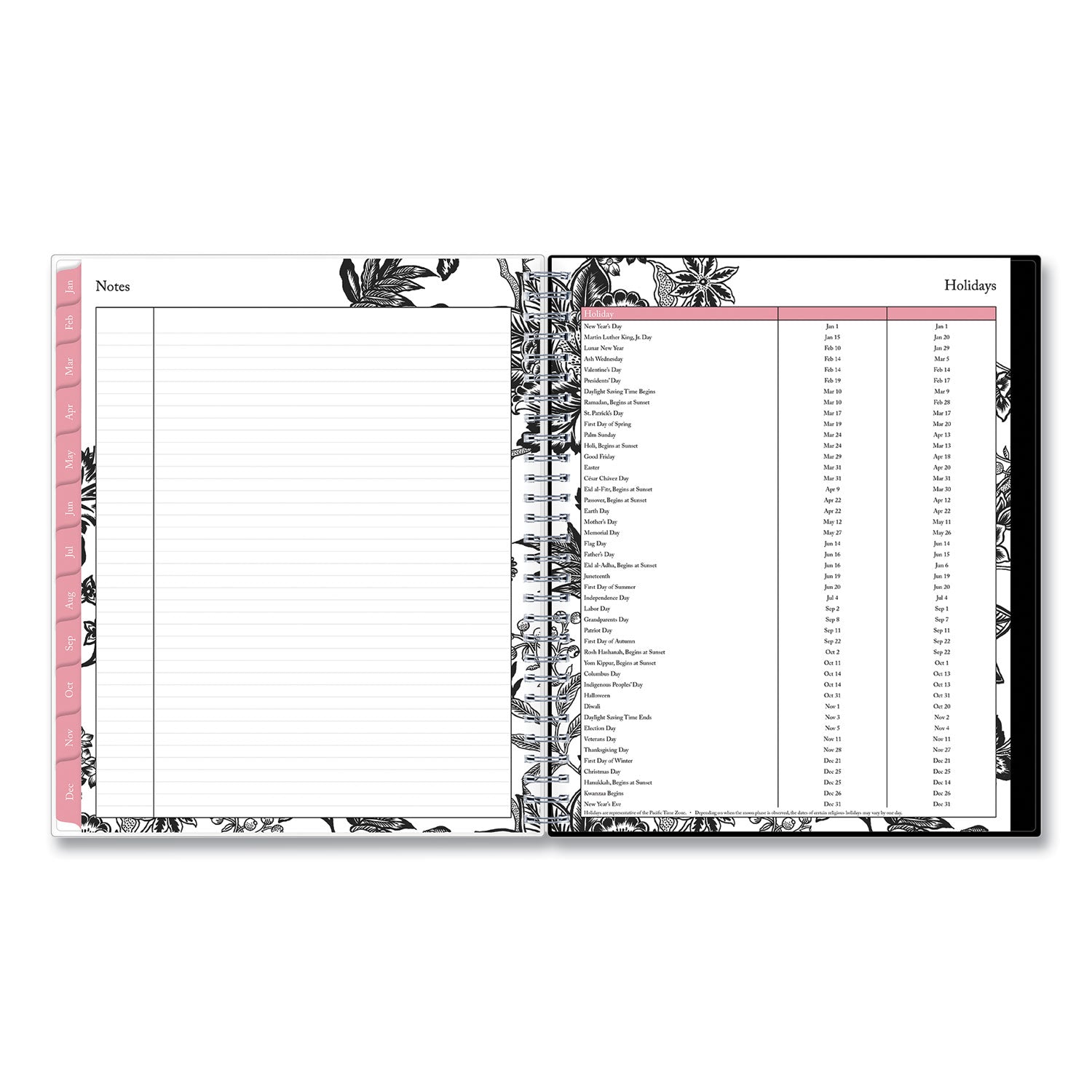 analeis-monthly-planner-analeis-floral-artwork-10-x-8-white-black-coral-cover-12-month-jan-to-dec-2024_bls100004 - 7