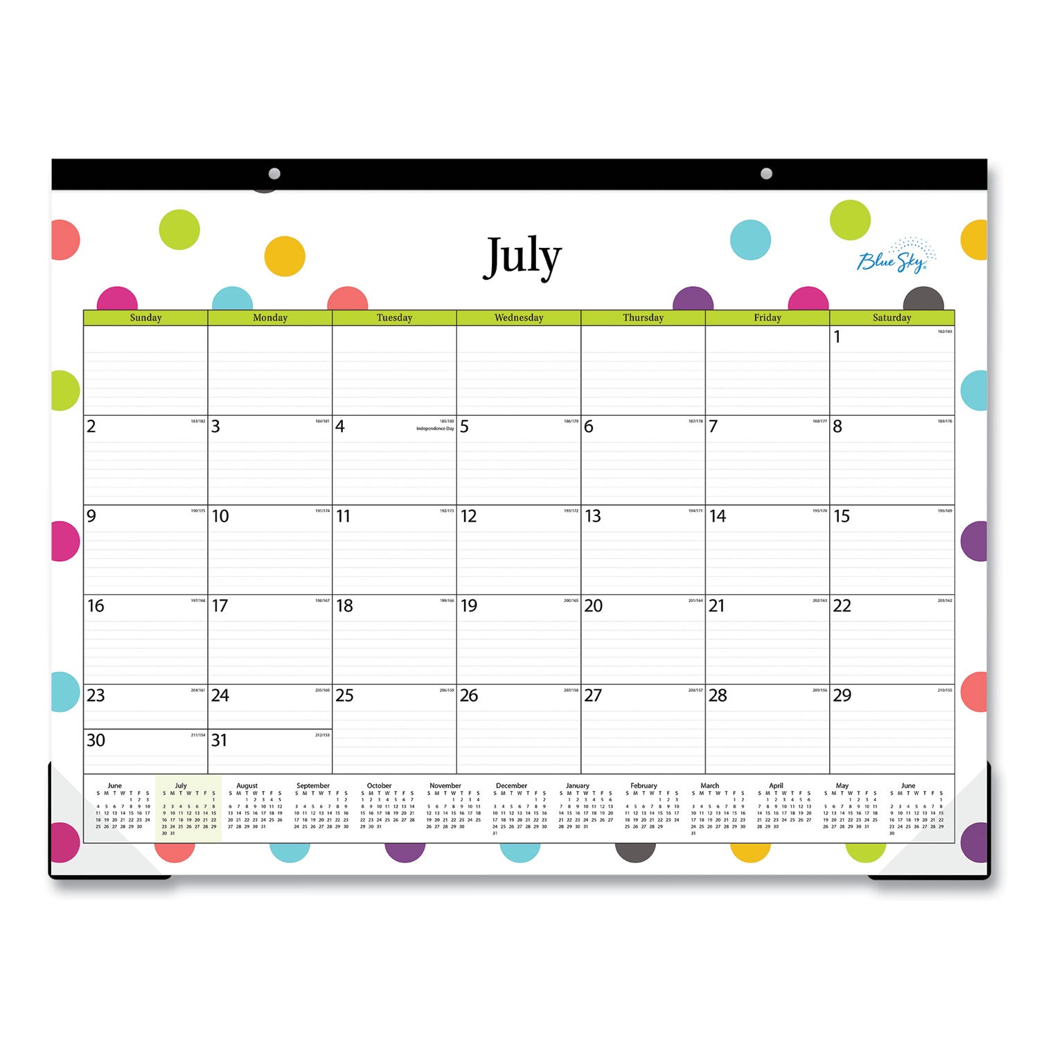 teacher-dots-academic-desk-pad-22-x-17-black-binding-clear-corners-12-month-july-to-june-2023-to-2024_bls105496 - 1