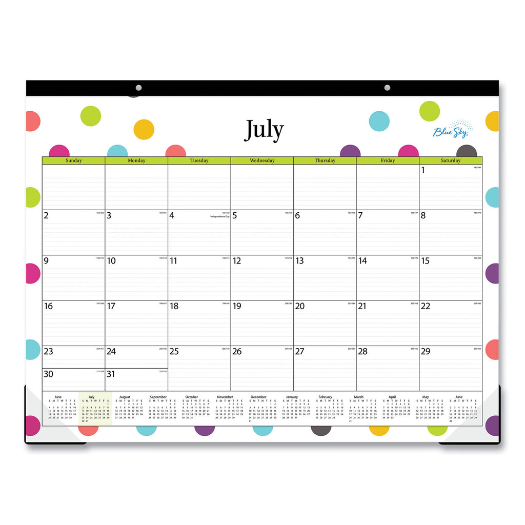 Teacher Dots Academic Desk Pad, 22 x 17, Black Binding, Clear Corners, 12-Month (July to June): 2023 to 2024
