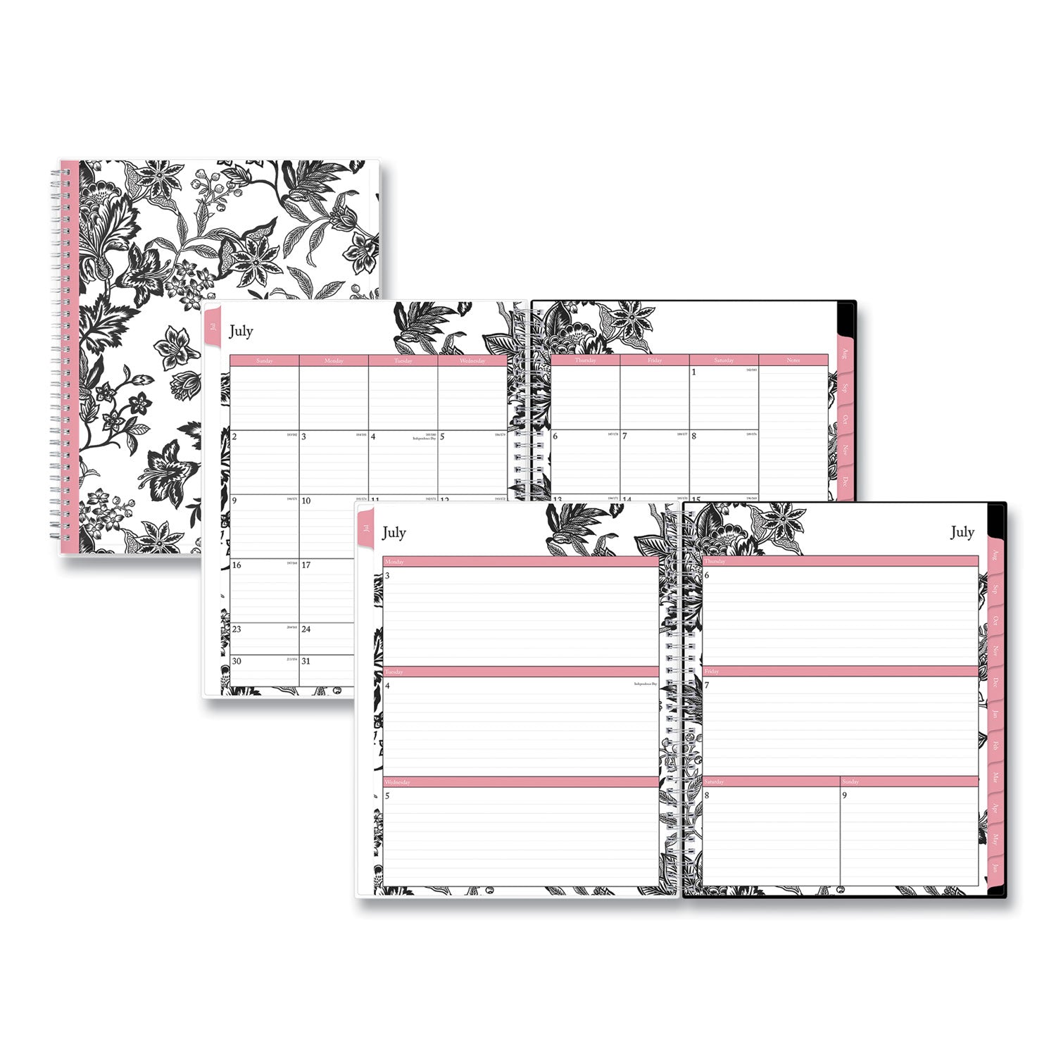 analeis-create-your-own-cover-weekly-monthly-planner-floral-11-x-85-white-black-coral-12-month-july-to-june-2023-2024_bls130606 - 1