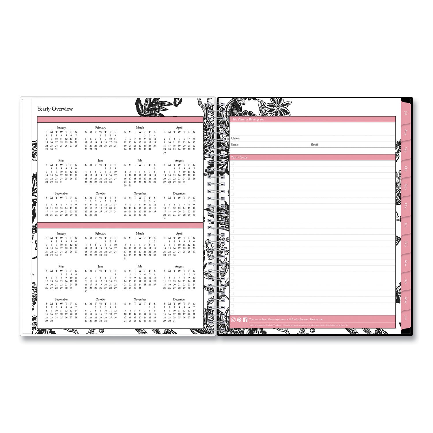 analeis-create-your-own-cover-weekly-monthly-planner-floral-11-x-85-white-black-coral-12-month-july-to-june-2023-2024_bls130606 - 5