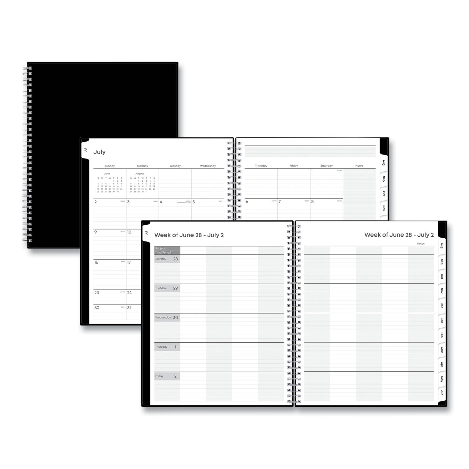 teachers-weekly-monthly-lesson-planner-one-week-per-two-page-spread-nine-classes-11-x-85-black-cover-2023-to-2024_bls134433 - 1