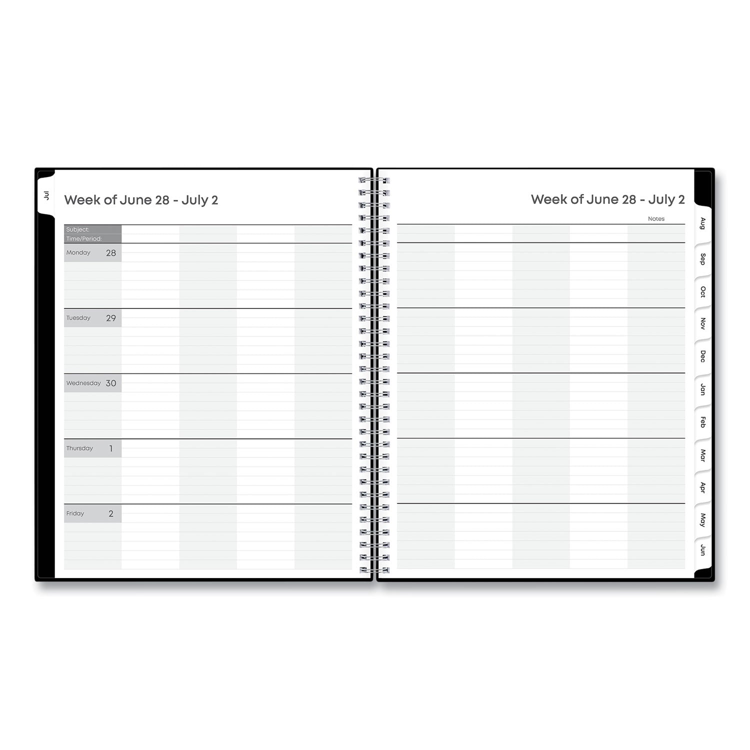 teachers-weekly-monthly-lesson-planner-one-week-per-two-page-spread-nine-classes-11-x-85-black-cover-2023-to-2024_bls134433 - 2