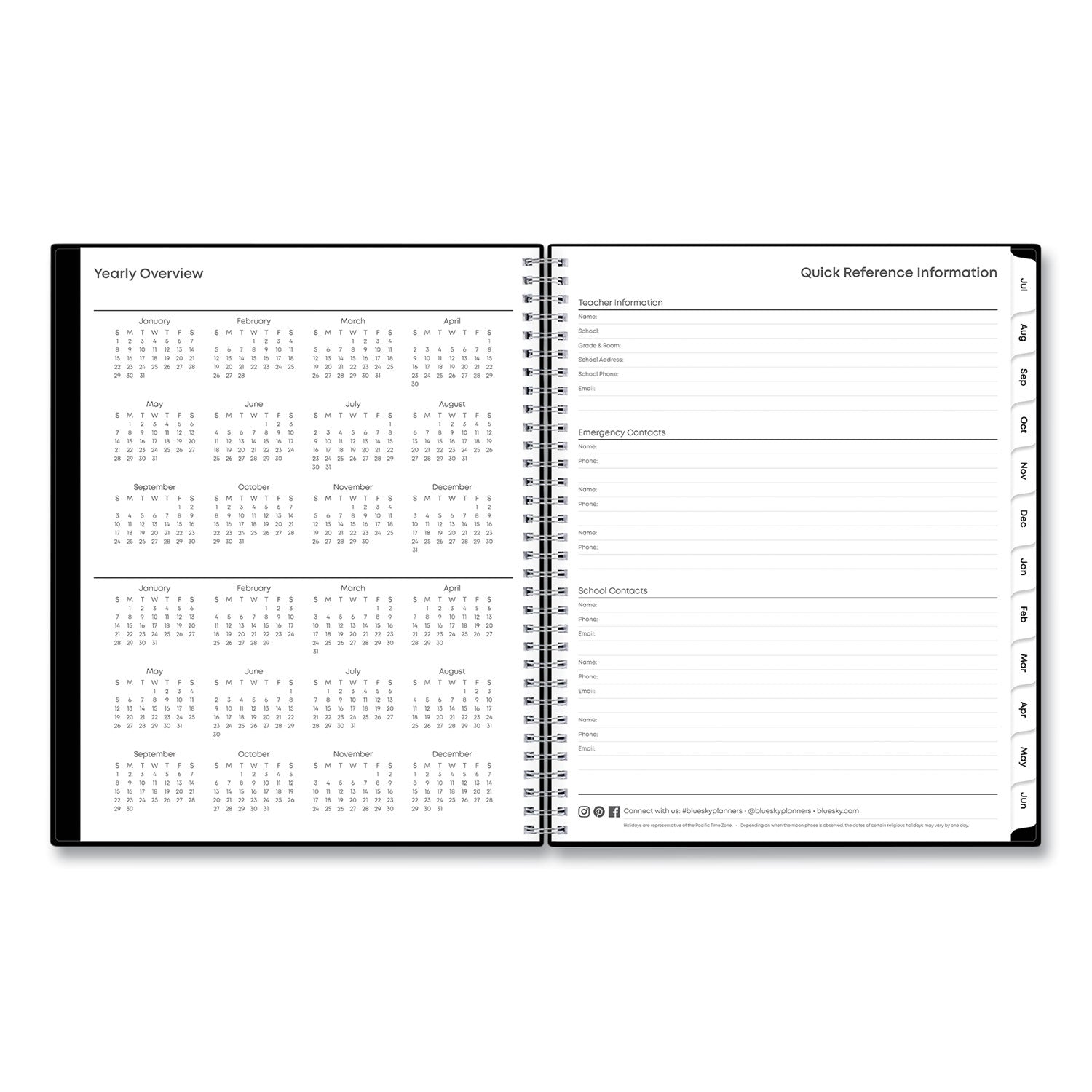 teachers-weekly-monthly-lesson-planner-one-week-per-two-page-spread-nine-classes-11-x-85-black-cover-2023-to-2024_bls134433 - 5