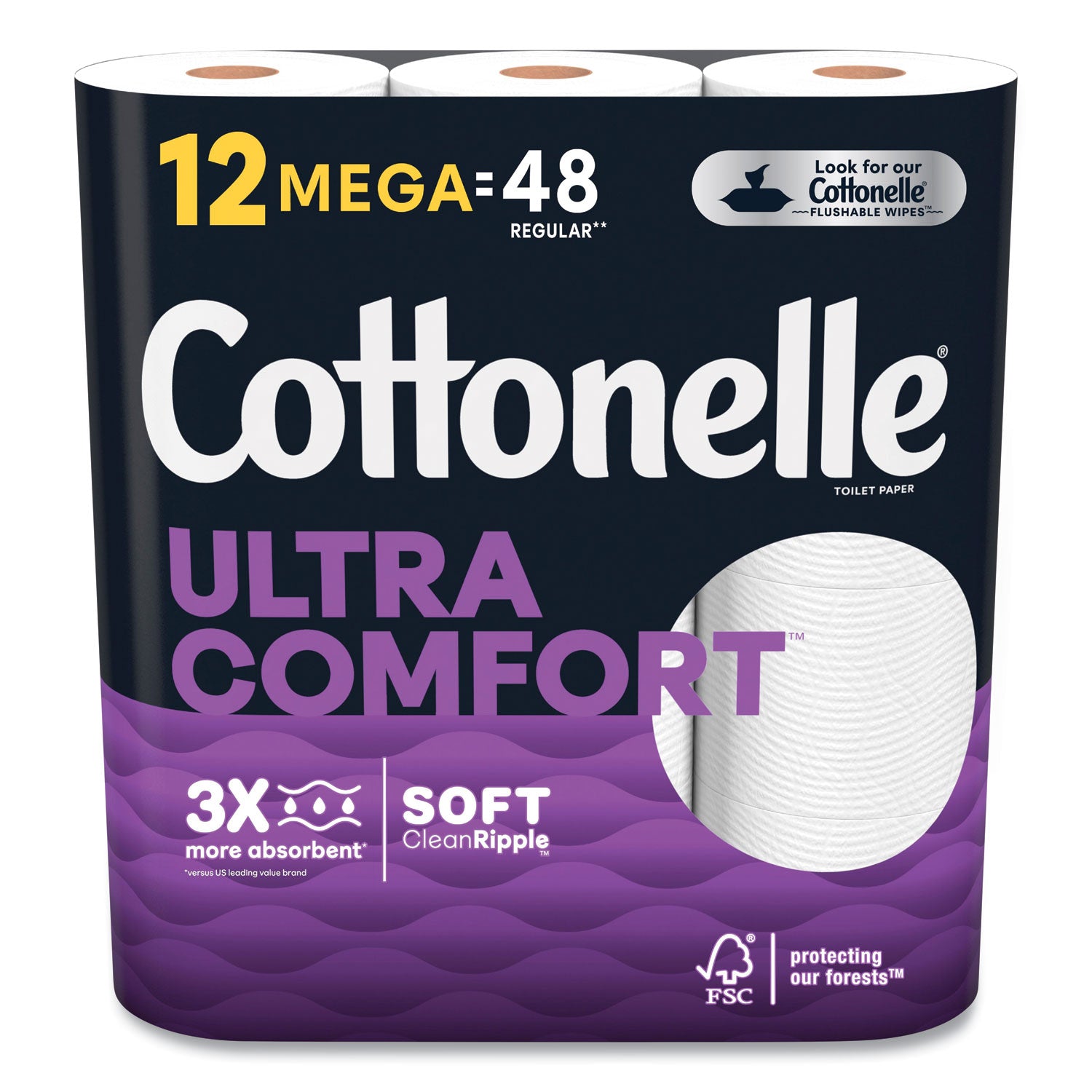 ultra-comfortcare-toilet-paper-soft-tissue-mega-rolls-septic-safe-2-ply-white-284-roll-12-rolls-pack-48-rolls-carton_kcc55494 - 1