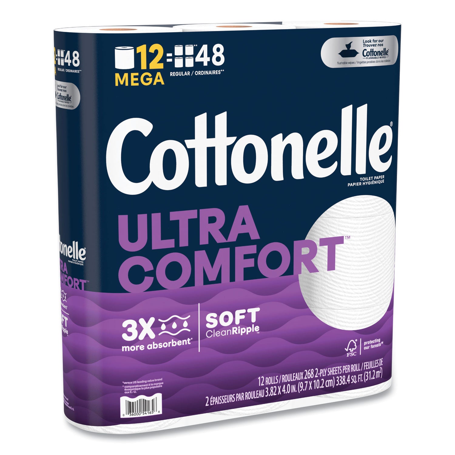 ultra-comfortcare-toilet-paper-soft-tissue-mega-rolls-septic-safe-2-ply-white-284-roll-12-rolls-pack-48-rolls-carton_kcc55494 - 2