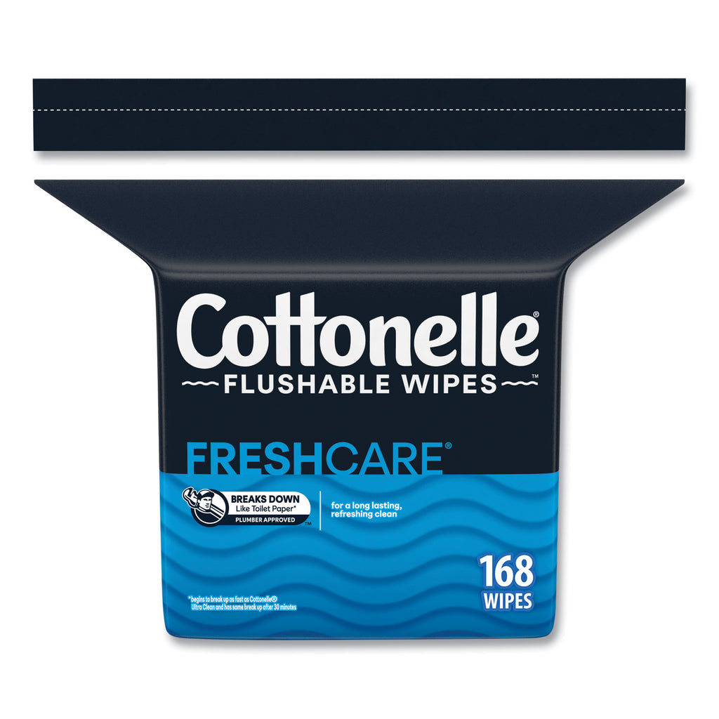 fresh-care-flushable-cleansing-cloths-1-ply-5-x-725-white-168-pack_kcc10358ea - 1